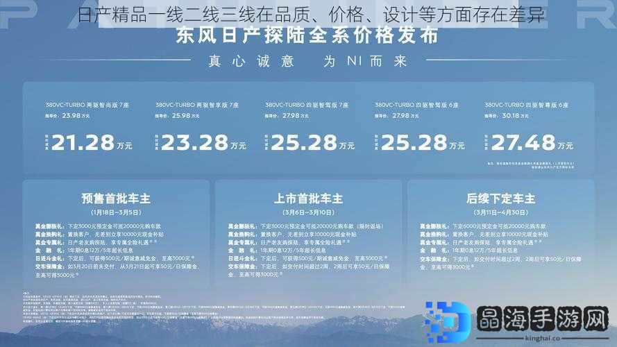 日产精品一线二线三线在品质、价格、设计等方面存在差异